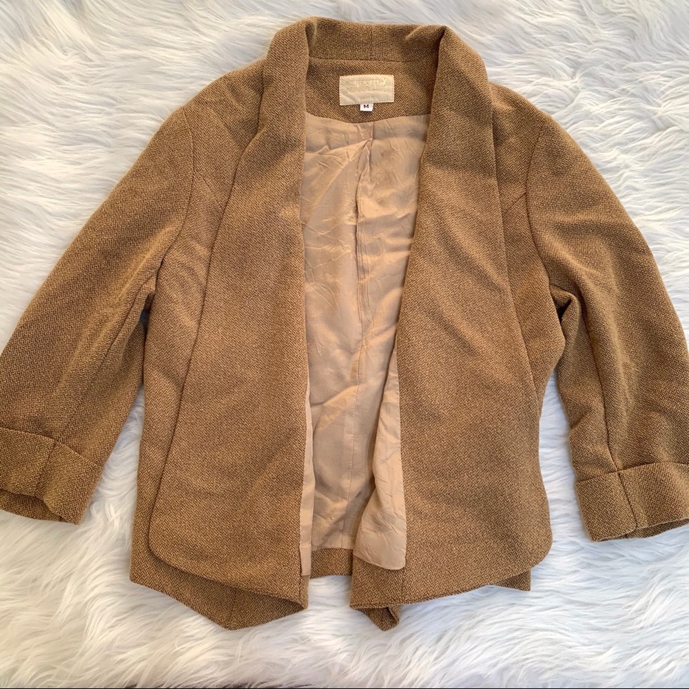 Alberto Makali Camel Open Front Drape Blazer - image 6